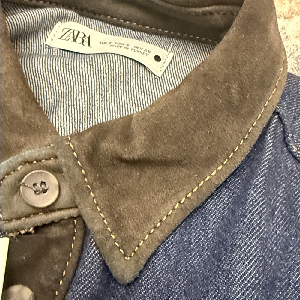 Zara Combined Denim Shirt. - Picture 4 of 8